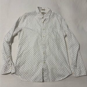 J. Crew White and Navy Patterned Casual Shirt